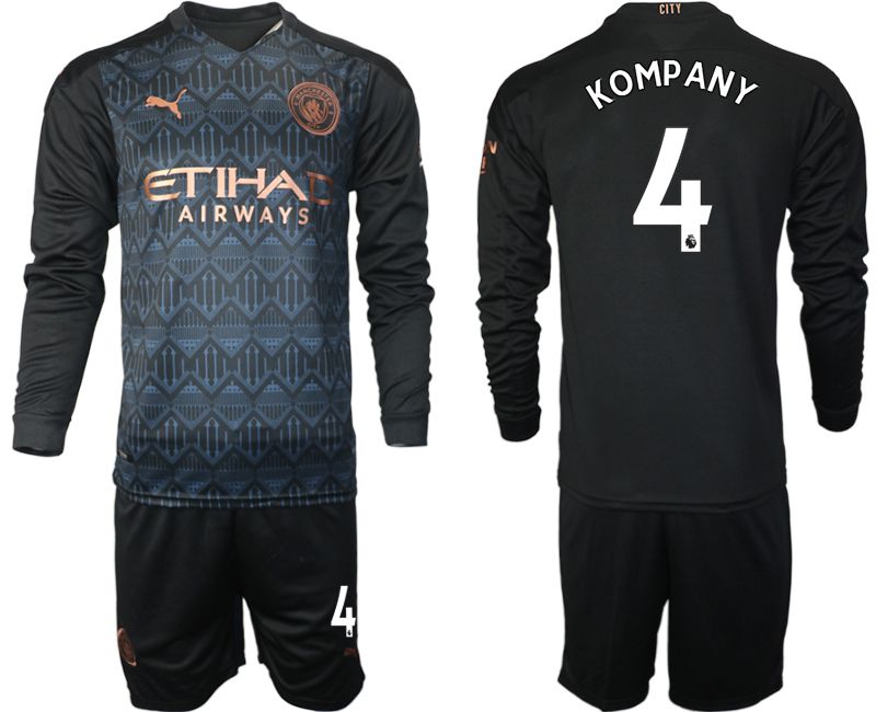 Men 2020-2021 club Manchester city home long sleeve #4 black Soccer Jerseys